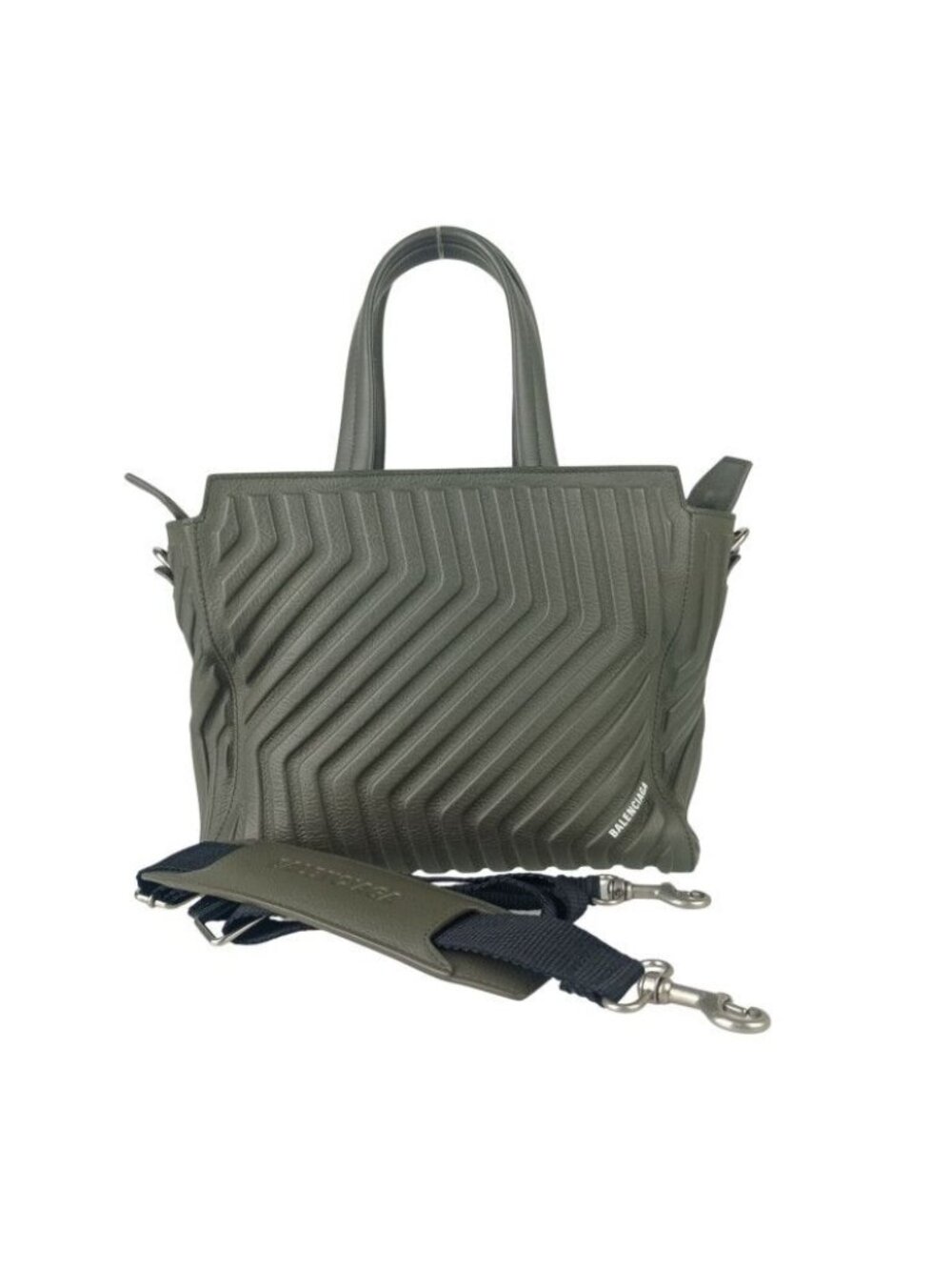 Balenciaga Car Zip East West Khaki Leather 2-Way Shoulder Bag
